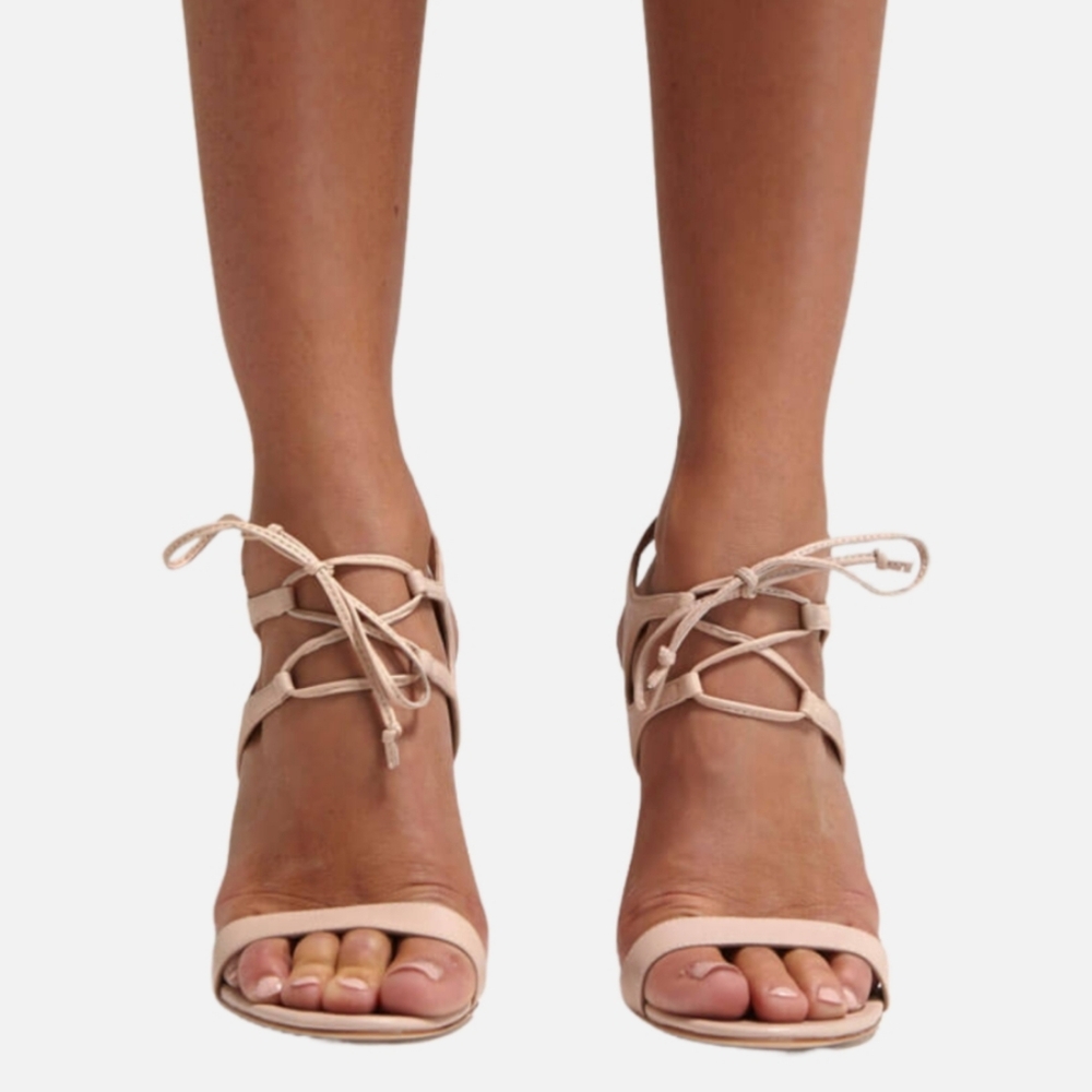Pour La Victoire Elisa Kid Suede Grey Suede Heeled Sandals